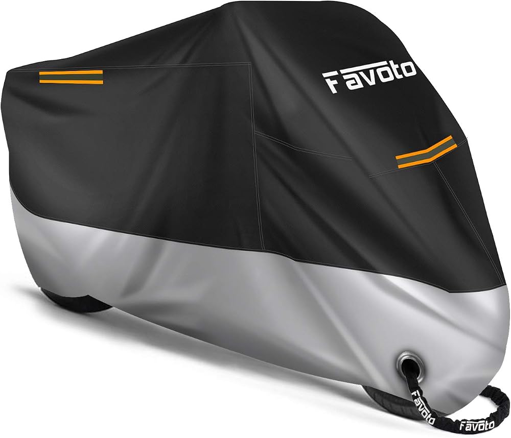 Favoto Motorcycle Cover 104 inch Waterproof 210D Oxford Dust Windproof