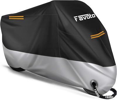 Favoto Motorcycle Cover 104 inch Waterproof 210D Oxford Dust Windproof
