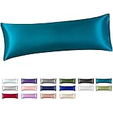 Satin Body Pillow Cover, Teal Silky Cooling Satin-Silk Body Pillow Cases with Envelope Closure (20x54, Teal)