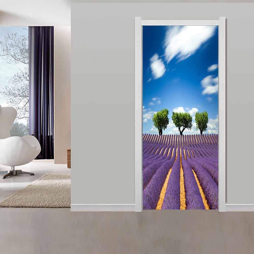 Purple Lavender Blue Sky Landscape 80X200CM 3d Pegatinas de puerta ...