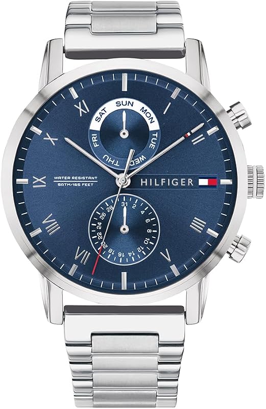 Relógio de quartzo analógico multifuncional masculino tommy hilfiger com pulseira de aço inoxidável prateado - 1710401 — foto 1 de 5
