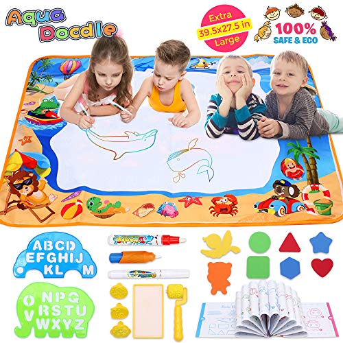 Aqua Doodle Mat X-Large Water Doodle Drawing Mat Kids Painting Writing Doodle Board Colors Aqua Magic Mat Educational Toys for Toddlers Boys Girls Kids 2 3 4 5 6-12 Year Old (blue large 40x28in) - Thumbnail 7