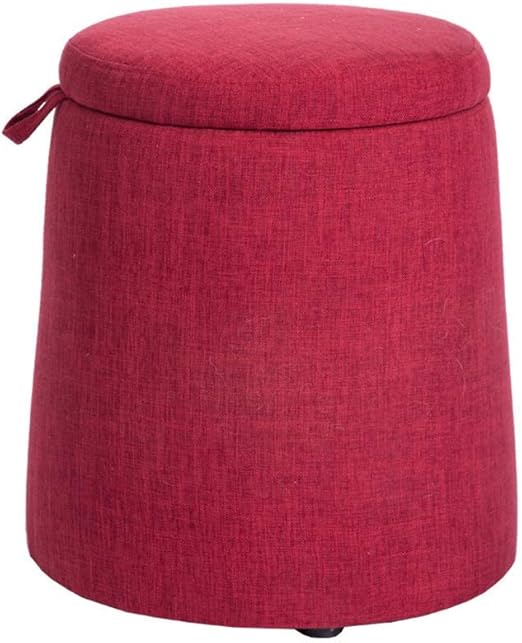 QQXX Aufbewahrung Osmanische runde Fußstütze Spielzeugkiste Textil