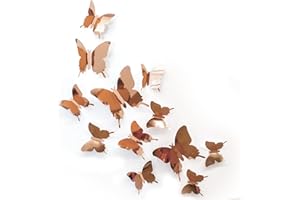 ARTIVO Butterfly Wall Decal Room Decor, Rose Gold Butterfly Wall Decor 24 pcs, Party Decor, Wedding Decoration, Aesthetic Butterflies Stickers for Bedroom