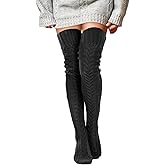 Buauty Women's Cable Knitted Boot Socks Extra Long Thigh High Winter Stockings Over Knee Leg Warmers