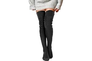 Buauty Women's Cable Knitted Boot Socks Extra Long Thigh High Winter Stockings Over Knee Leg Warmers