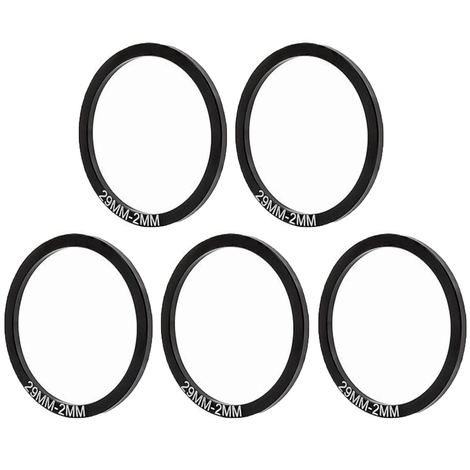 Yundxi 5 Pieces Bicycle Washer Set Road Bike Bottom Bracket Speed Cassette Washer Anodized Aluminum Alloy MTB Flywheel Hub Washer Spacer (Black Dia. 29mm Thick 2mm)