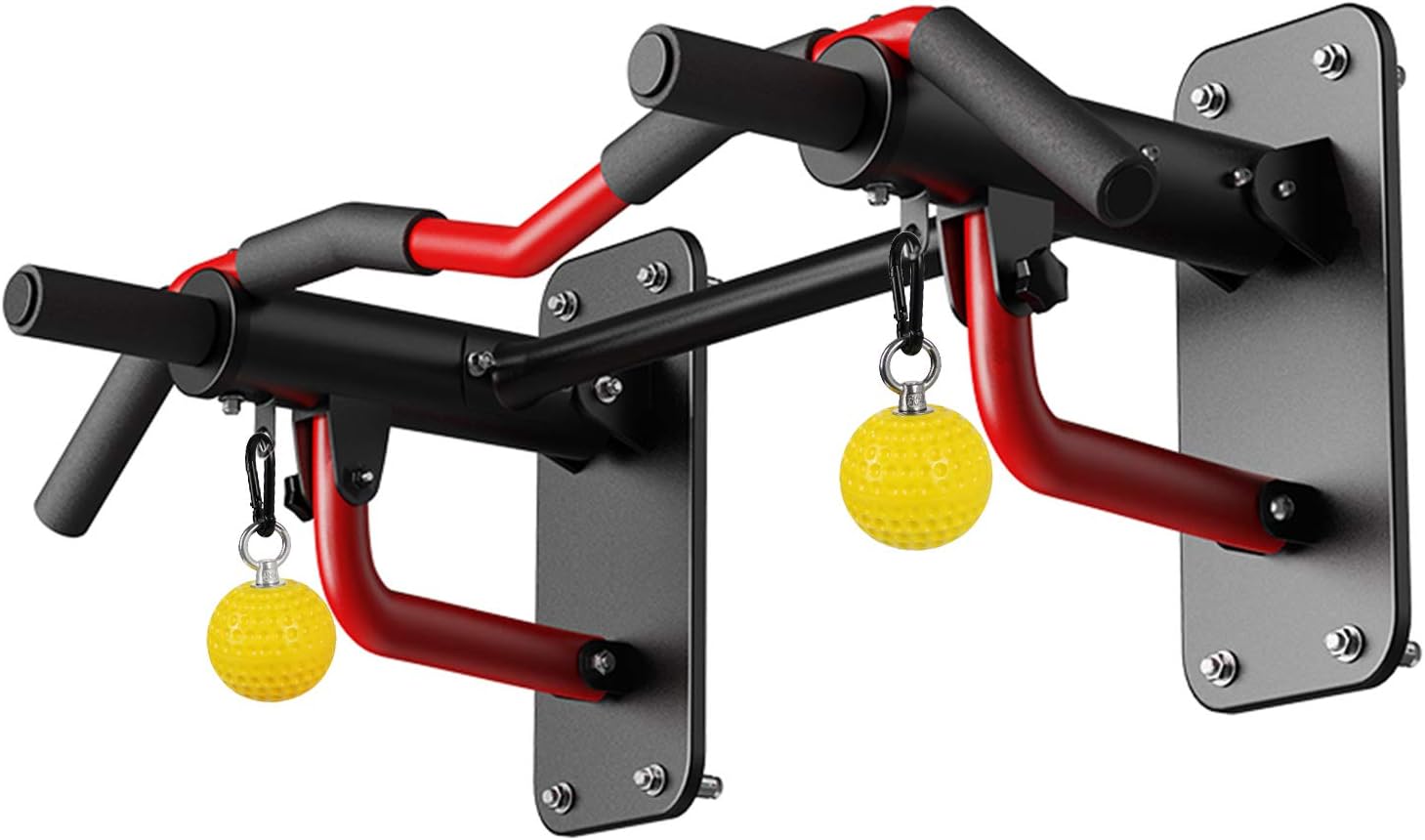 INNOLIFE Pull Up Bar Wall Mount Multifunctional Fitness Workout Exercise Arm Muscles for Home Gym with Pull Up Ball (Black + Red)