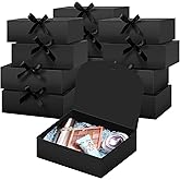 Tivcck 12 Pack Black Gift Boxes with Lids,11.97×9.8×3.1 Inch Gift Boxes Bulk,Bridesmaid Proposal Box with Ribbon,Black Kraft Paper Box for Birthday,Wedding,Christmas,Party Favors