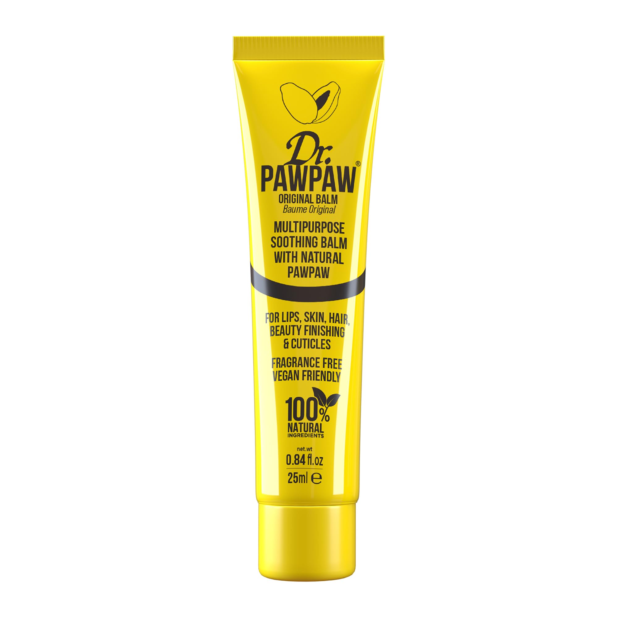 Dr.PAWPAW Original Balm 25ml, Multi Purpose Natural Hydrating Lip Balm for Lips Skin Hair Cuticles and Nails, Pawpaw Aloe Vera Olive Oil Vegan Moisturiser for Dry Sensitive Skin