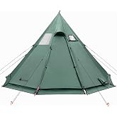Gonex Hot Tent with Stove Jack, Teepee Tipi Tent for Camping, 3-6 Person | 70D Silicone-Coated Nylon 3000mm Waterproof, PVC Window ,YKK Zipper, Snowproof Skirt, 12.4 x 7.9 ft, 4 Season Fishing Hunting