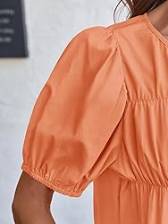 Tankaneo Womens Puff Sleeve Peplum Babydoll Tops