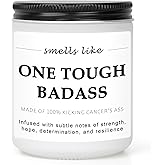 Funny Breast Cancer Gift for Women – Lavender Scented Candle for Cancer Survivors, Chemo Patients, Surgery Recovery, Comfort, Encouragement & Care Gifts