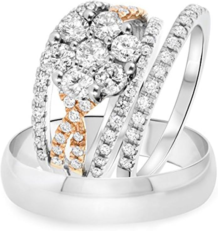 1.25 Ct Highest Quality Cubic Zirconia 14K Twotone Gold Plated Alloy