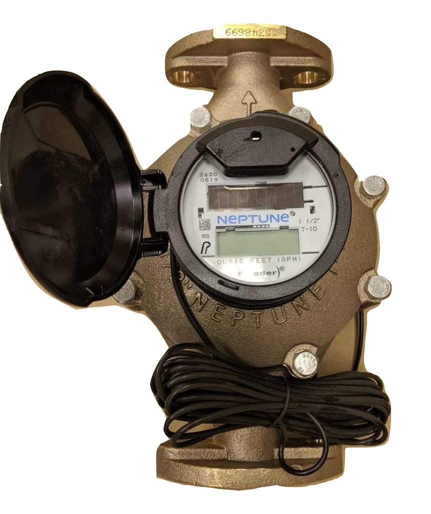 Neptune Medidor de agua de lectura directa ECoder Pit sin receptáculo T10 11/2 pulgadas brida