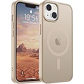 SUPFINE Magnetic for iPhone 14 Case & iPhone 13 Case (Compatible with MagSafe)(Military Grade Drop Protection) Slim Translucent Matte Shockproof Phone Cover,Desert Gold