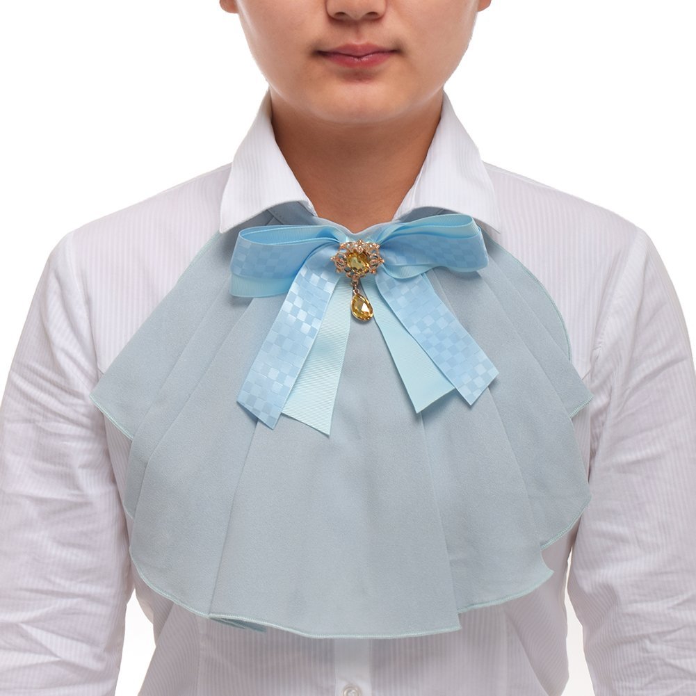 BLESSUME Women Victorian Chiffon Jabot Neck Collar (Light Blue) — image 1