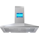 AURAKICH Wall Mount Range Hood 30 inch, 450CFM | Stainless Steel, CRYSTAL WHITE 12000K LEDs, Baffle Filters, Ducted/Ductless Convertible (Charcoal Included)