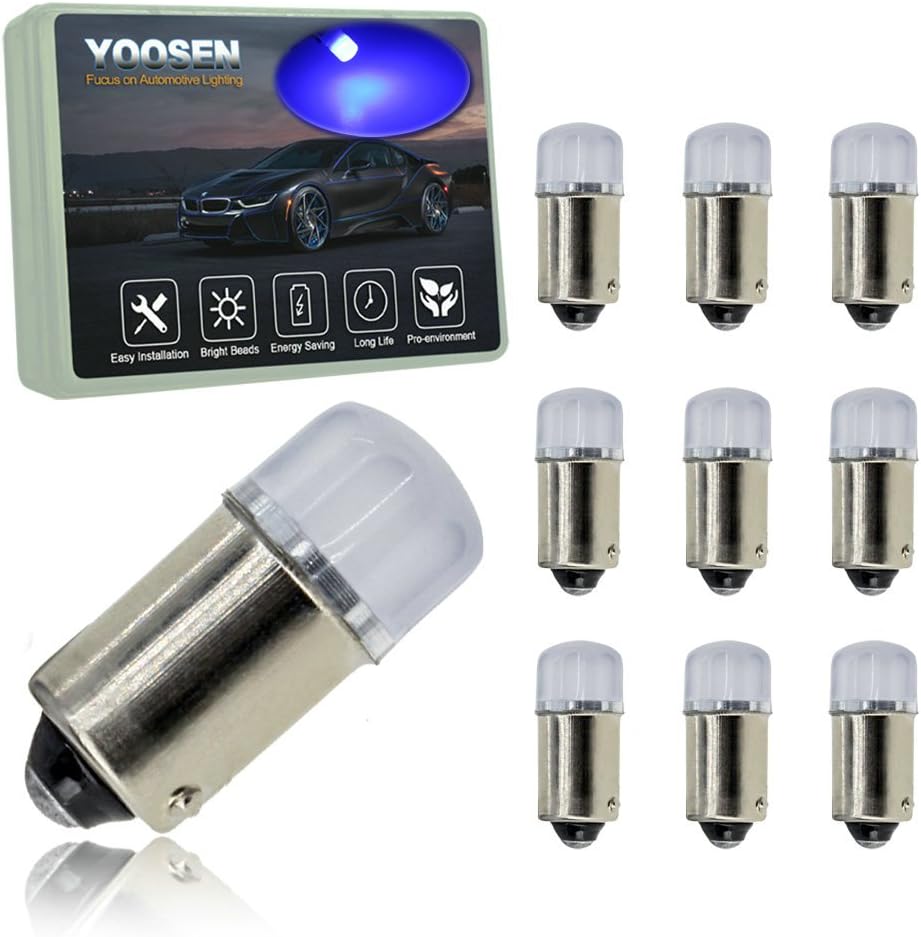 Ceramics Interior/Exterior LED Light Super Stable and Bright Bulb Bayonet BA9 BA9S 53 57 1895 64111 T4W Size Deep Blue Color