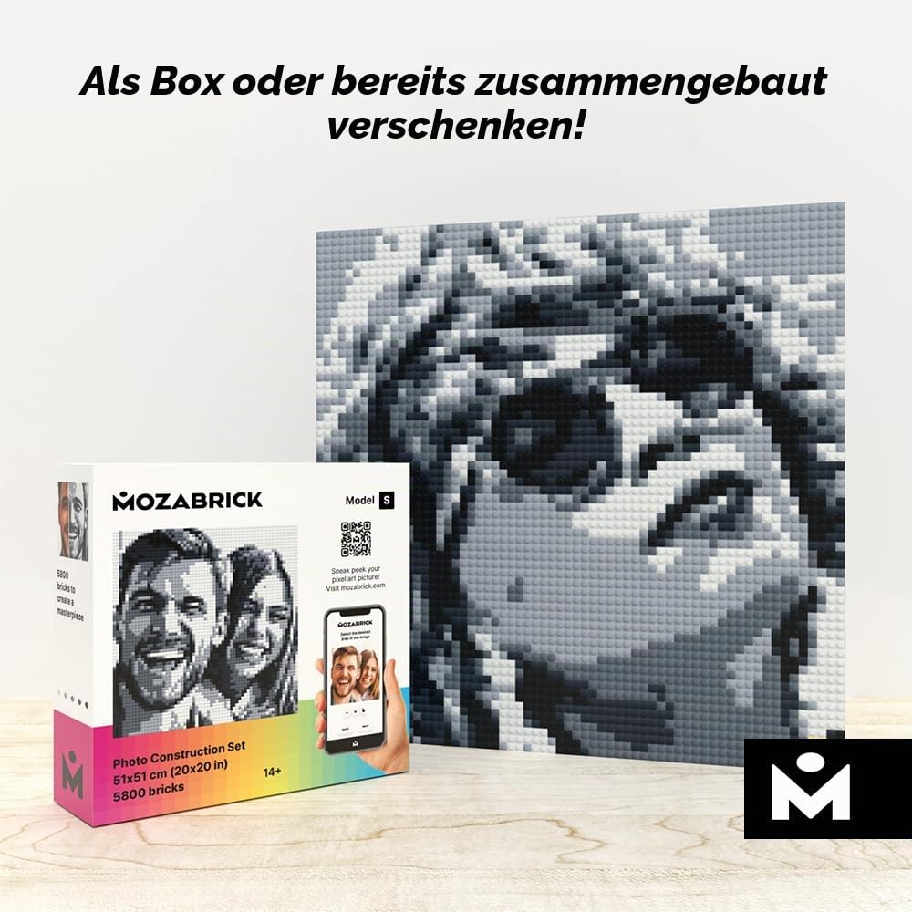 MOZABRICK Set S- Klemmbaustein Mosaik Foto Bausatz, personalisiertes Geschenk, Benutzerdefiniert, Bild Baukasten, Bauset, Pixel Art Kunst Steckbaustein Gemälde 8