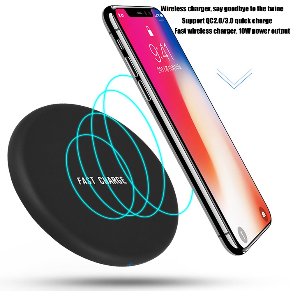 Wireless Charging, JH-LI QI Fast Wireless Charger Ultra Slim Wireless Charger Pad for Samsung Galaxy Note 8,S8, S8+ S8 Plus,S7,S7 Edge,S6 Edge/Edge Plus,Note 5,iPhone X 8 Plus 8,[Sleep-Friendly] Black