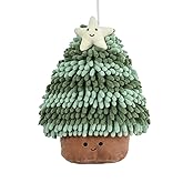 Tyrafry Christmas Chenille Bath Hand Towel, Adorable Christmas Tree Shape, Ultra-Soft Absorbent Decorative Hand Towel, Hanging or Display Use, 7.9x9.8 Inches, Green