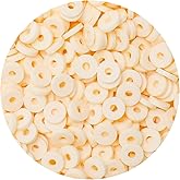 Bundooraking-2000pcs Beige Clay Beads (6mm) for Jewelry Making, Heishi Beads for Bracelets, Necklace Earring Accessories for Crafts, Small Pack