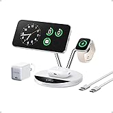 Anker Prime MagSafe Charger Compatible, 3-in-1 Charging Station, Qi2 25W Certified Wireless Charger Dock Stand, Smart Display with TEC Active Cooling, for iPhone 17, Apple Watch, AirPods (White)