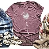 Women's Make A Wish Dandelion Graphic Tee - Vintage Cotton T-Shirt, Casual Summer Top, Grey Large - View #7