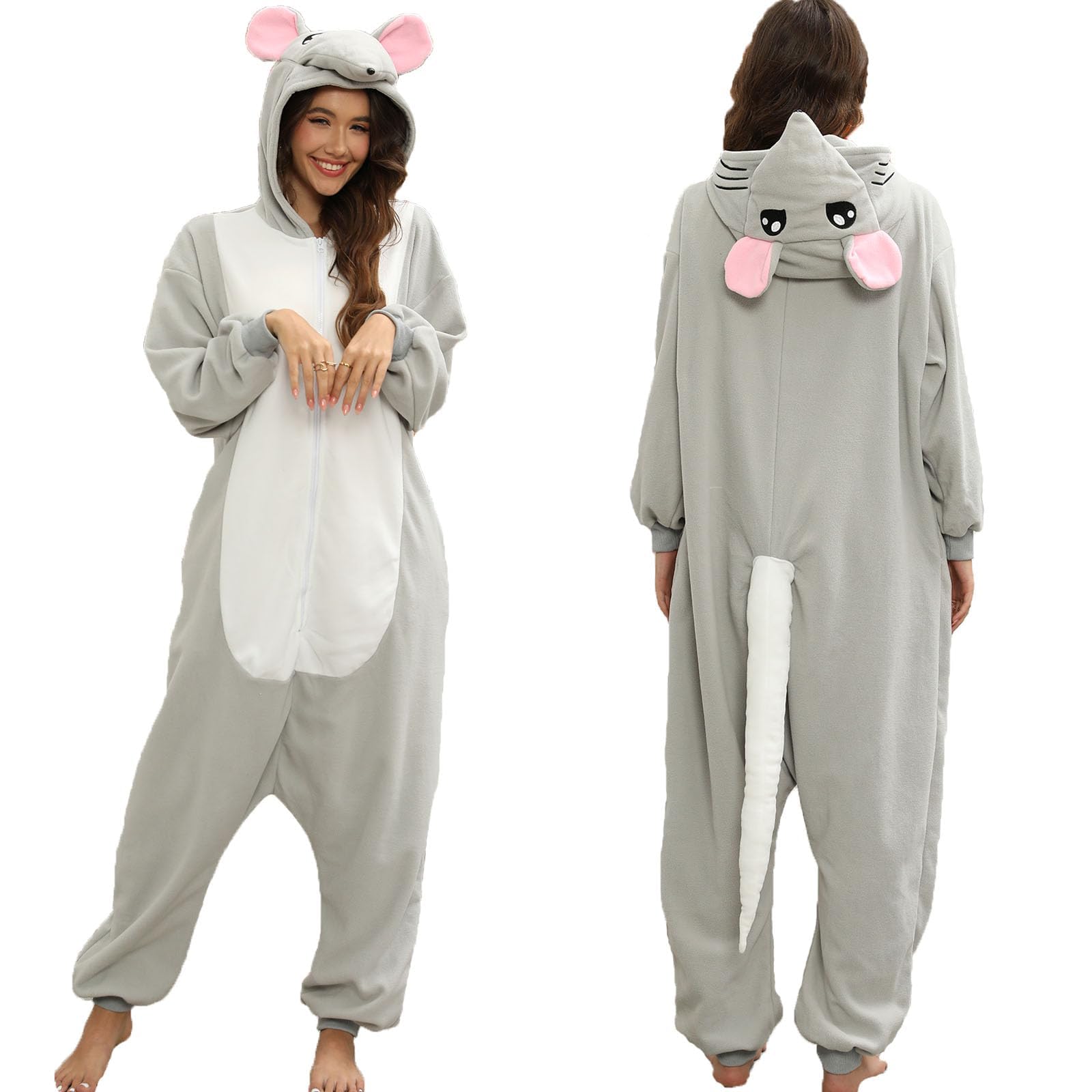 NAMHTOM Adult Rat Onesie Mouse Costume Pajamas Rat