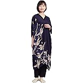 [倭物や Kaya] Kimono One-Piece Dress Celebration/Japanese Casual Dress 7IA-0218 Lady's Crane Dark Navy