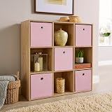 Home Source 9 Shelf Cube Bookcase Oak Effect Storage Unit 90cm view 6