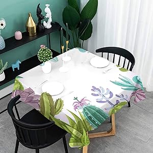 oobon Printed Outdoor Tablecloth, Decorative Succulents Framework Different Types Gardening Theme Seasonal, for Patio Waterproof, BBQ, Kitchen, 50x50 inch