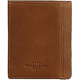 WishLotus RFID Wallet for Men, Leather Card Holder Wallet with Coin Pocket Inside, Compact Front Pocket Wallets for Men (Brown)