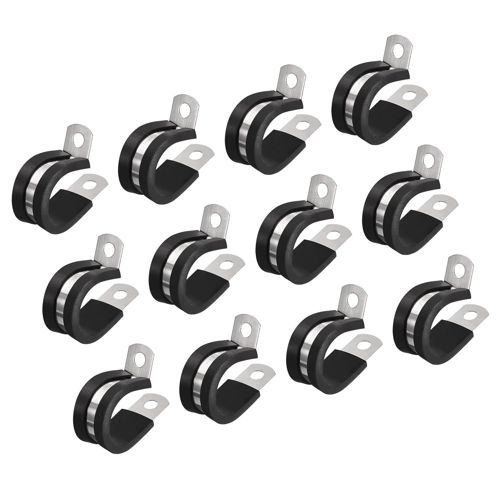 MACHSWON 24Pcs 13/16 Inch(20mm) Cable Clamp, Rubber Cushioned Insulated Clamp 304 Stainless Steel R Shape Bracket Metal Pipe Clamp Tube Holder for Wire Hose Tube