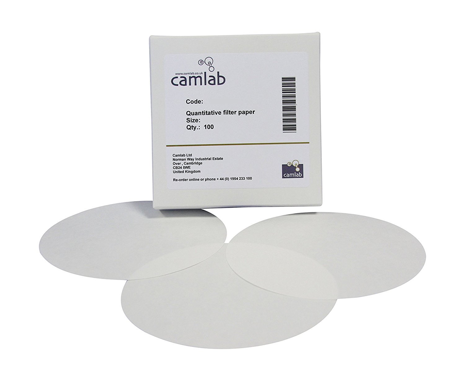 Camlab 1171154 Grade 13 [40] Quantitative Filter Paper, Medium Filtering, Ashless, 55 mm Diameter (Pack of 100)