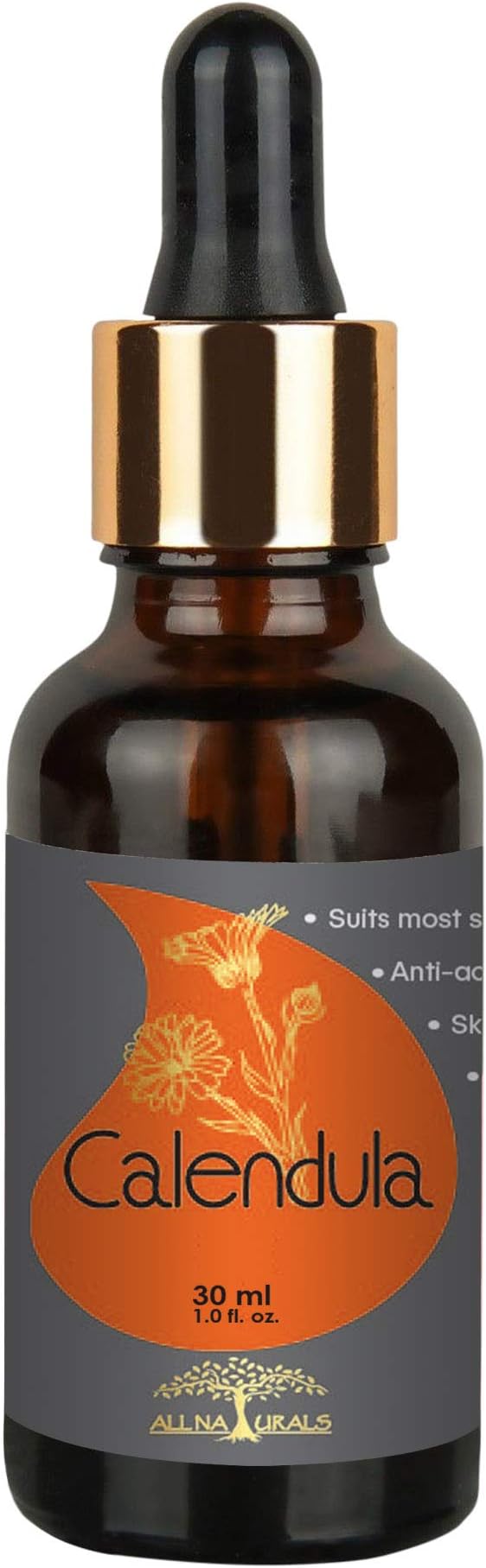 All Naturals Calendula Oil Suits Most Skin Types, Anti-aging, For Shiny Face & Body - 30ML