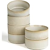 famiware Star Cereal Bowl Set, Soup Bowls Set of 6, Double Reactive Glaze, Stackable, 23 oz Deep Bowls Suitable for Cereal, Popcorn, Oatmeal, Dessert - Dishwasher and Microwave Safe, Cappuccino White