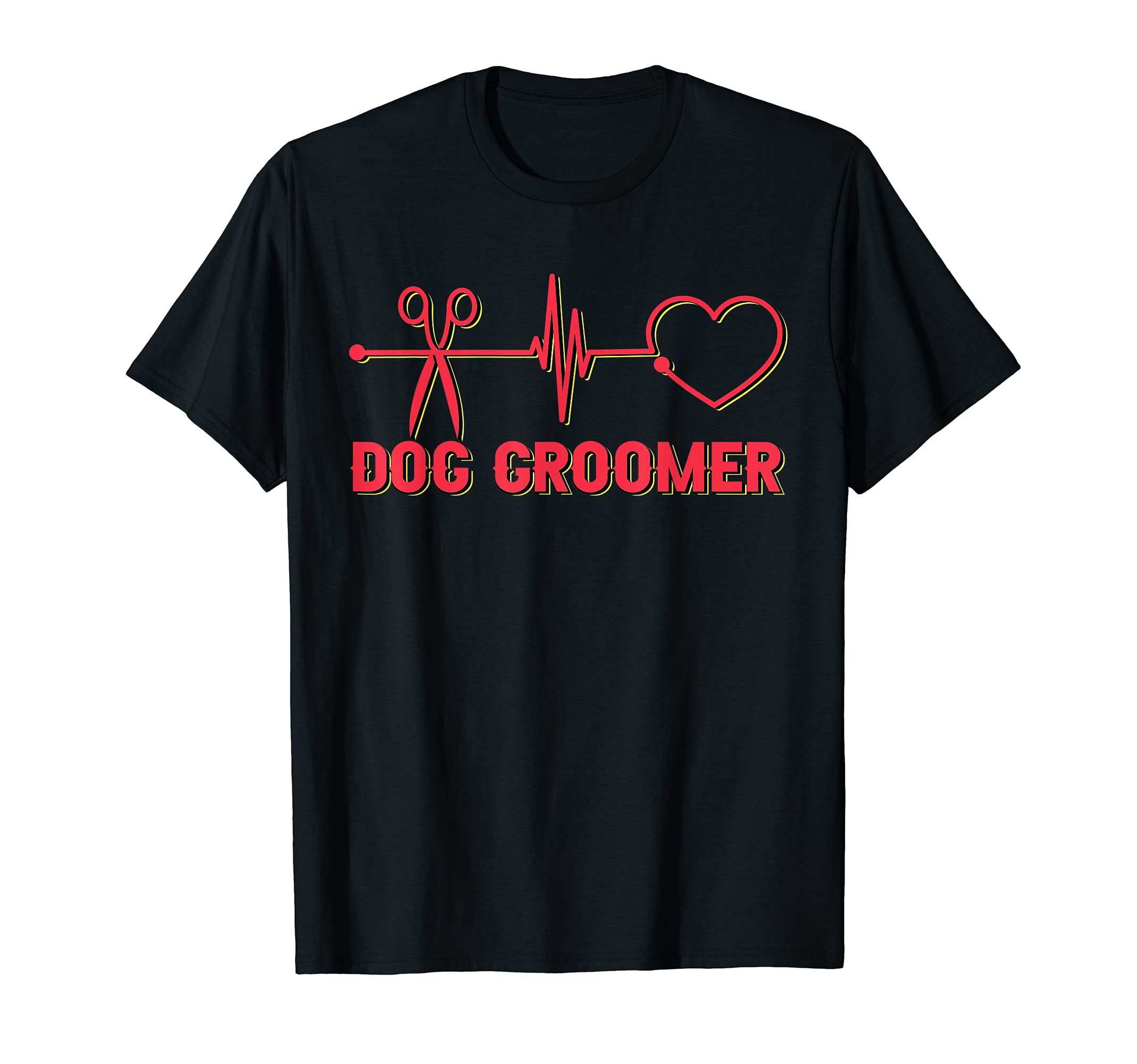Dog Groomer - Funny EKG Pulse Rate Groomers Furologist T-Shirt