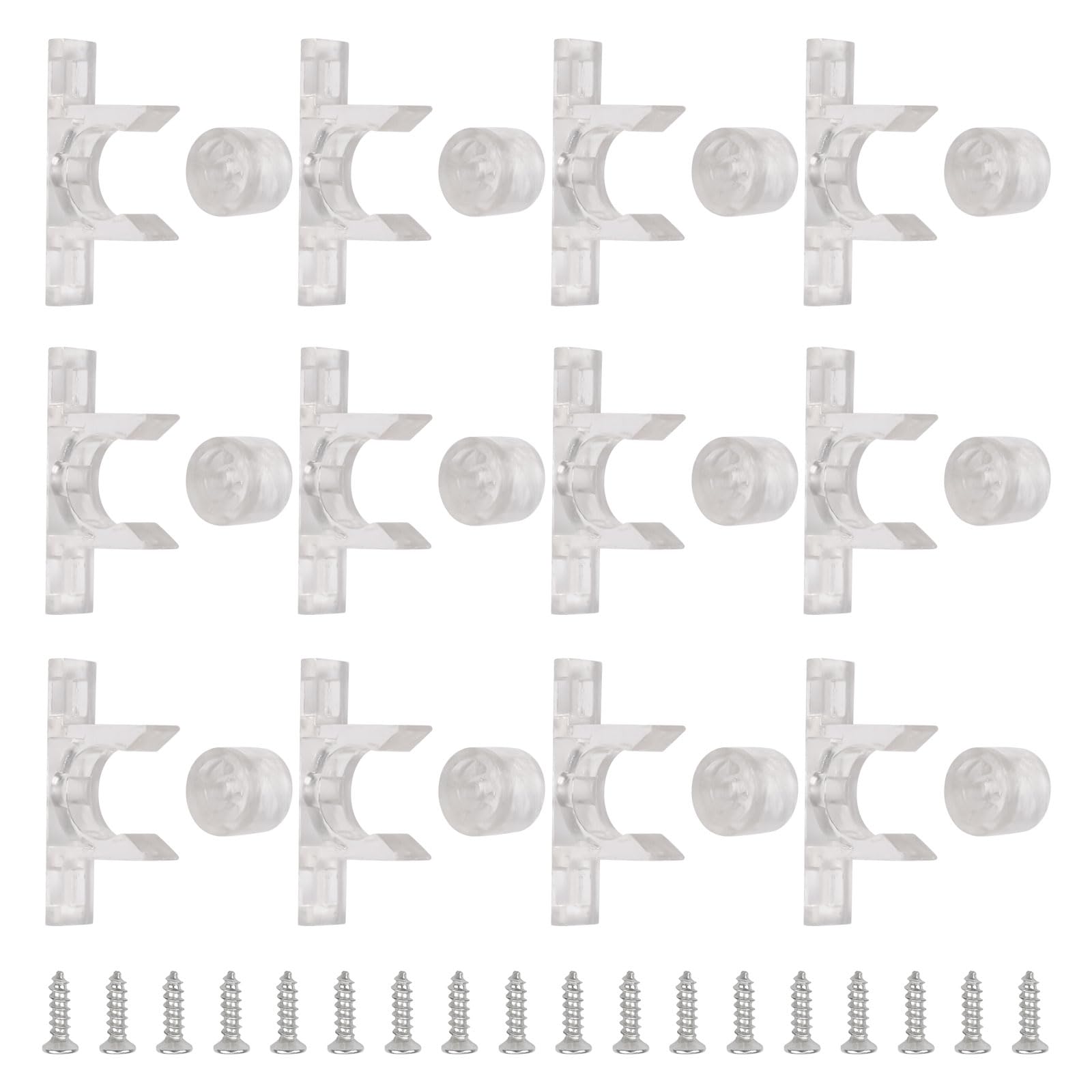 UFURMATE False Cabinet Front Clip, 12PCS Plastic Clear False Front Clips Sink Drawer Tip Out Tray False Front Connector with Screws for Hardware Replacements