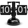 HERCHR Retro Flip Clock, Flip Desk Clock Retro Digital Table Battery Powered Desk for Office Digital Wіth Internal Gear Operated (Black)