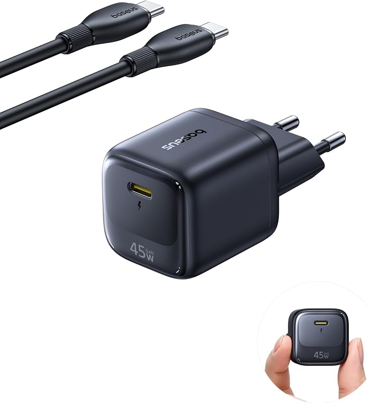 Chargeur USB C 45W GaN avec câble 1 m, Alimentation Charge Rapide PPS PD pour Samsung S25 Ultra/S24, iPhone 17/16/15 Pro Max, iPad, MacBook, Pixel