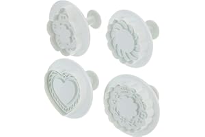 Ciieeo 3D Flower Shape Cookie Stamps Set, 4pcs Biscuit Baking Molds for DIY Cookies, Reusable Fondant