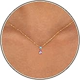 Birthstone Necklace Birthday Gifts for Women Adjustable Dainty 14k Gold Plated Necklace for Women Non Tarnish with Birthstone Teen Girl Trendy Stuff 40th 50th Mom Birthday Gift Teardrop Jewelry