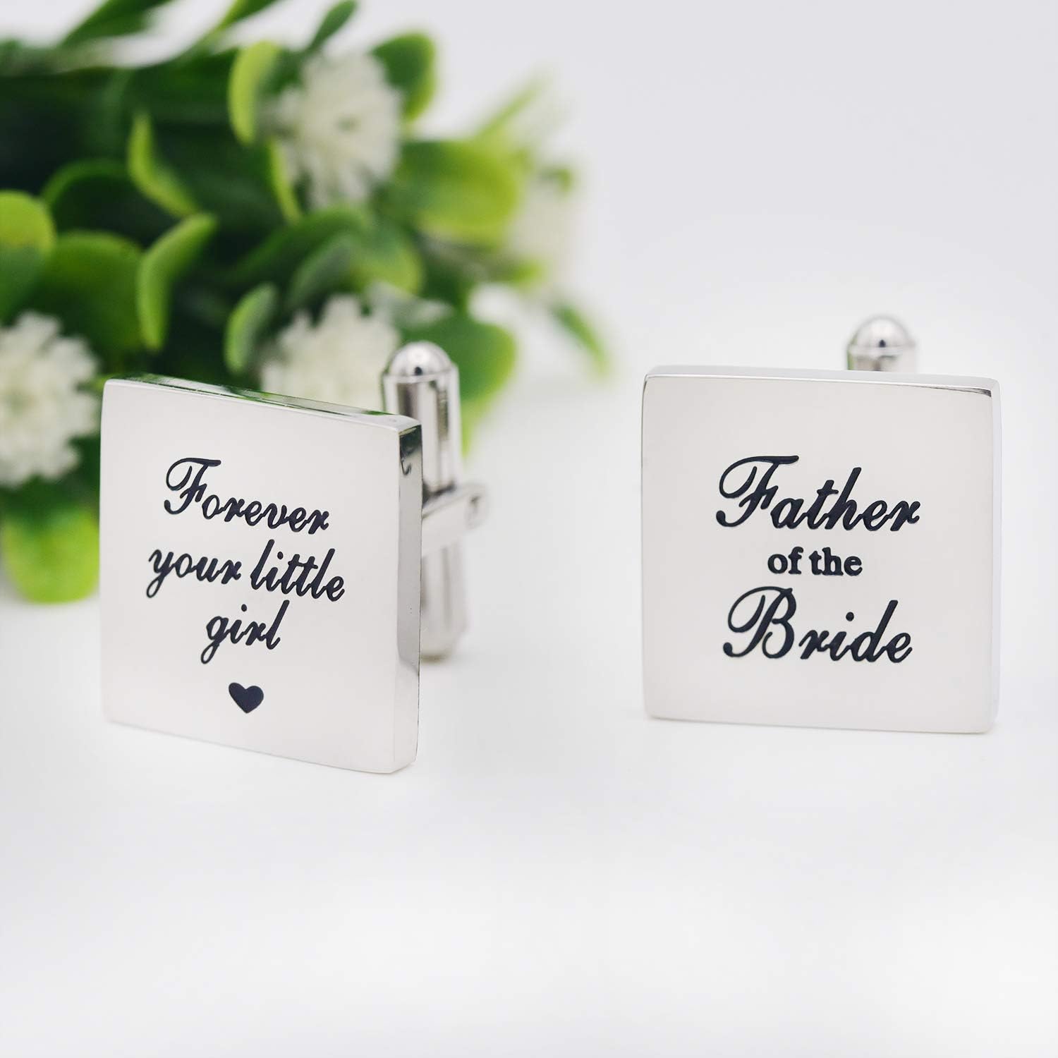 Melix Home Father of the Bride, Forever Your Little Girl Stainless Steel Cuff Links Gift For Dad From Daughter Son (White) - Image 5