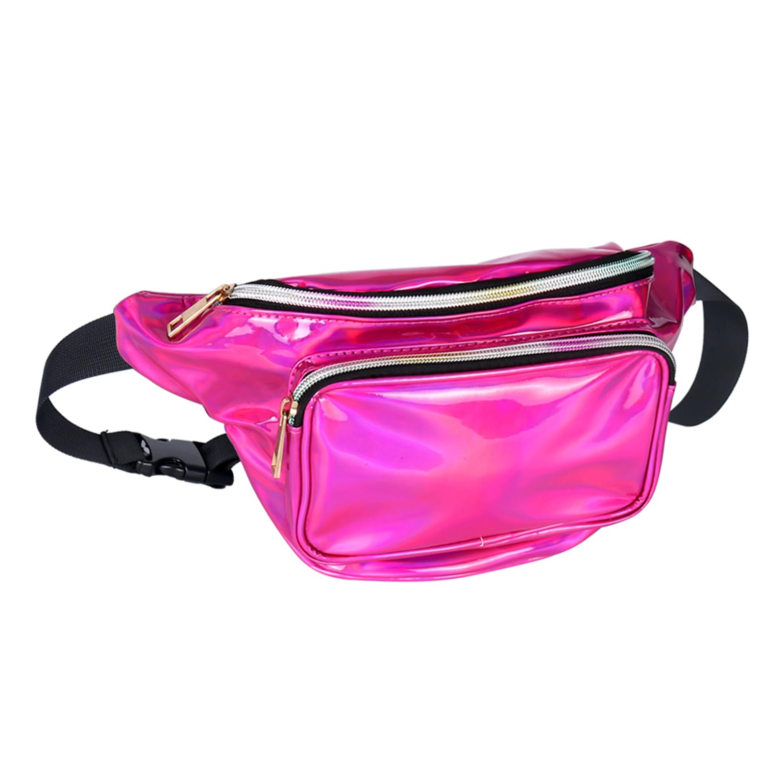 Photo 1 of Geestock Fanny Packs for Women holographic Bags, Rave PVC Waterproof Reflective Belt Bag, Fashion Waist Bag with Adjustable Belt, Silver, Pink, Black Glitter Fanny Pack for Swimming Running