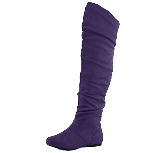 purple thigh high boots