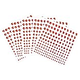 5 Sheets Self Adhesive Pearl Stickers, Flat Back Pearls Sticker, 4 Size Self Adhesive Rhinestone Gem Stickers for DIY Crafts Craft Card Decorations Nail Art Beauty Makeup (Red)