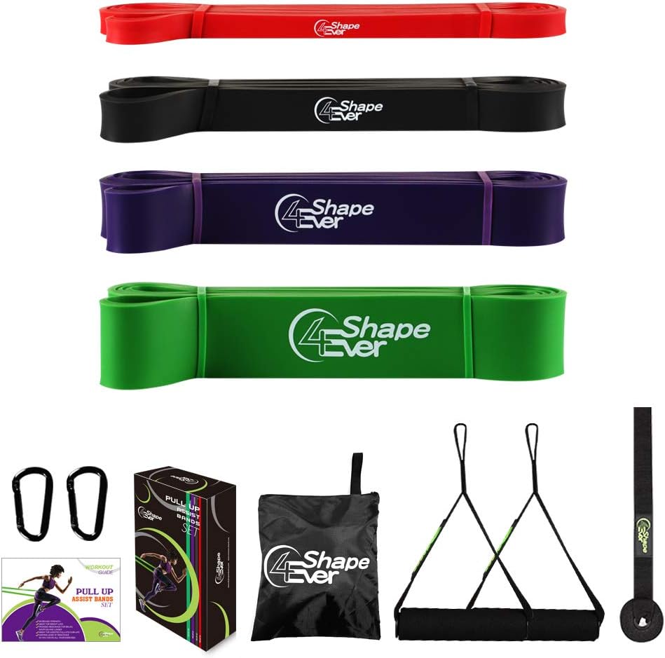 4EverShape Pull Up Assist Bands, Resistance Bands Set With Handles and Door Anchor, Workout Bands, Heavy Duty Exercise Bands for Body Stretching, Powerlifting