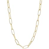 Sylph Chunky Gold Plated Paperclip Necklaces for Women, Simple Chain Link Necklace Choker Statement Jewelry Gifts for Her